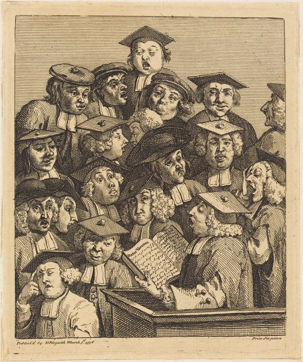 Scholars at a Lecture by William Hogarth, print, 1736-1737