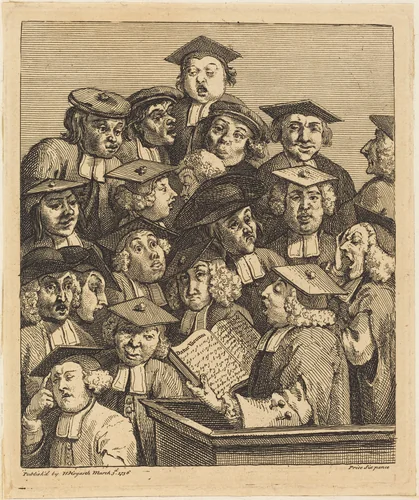 Scholars at a Lecture by William Hogarth, print, 1736-1737