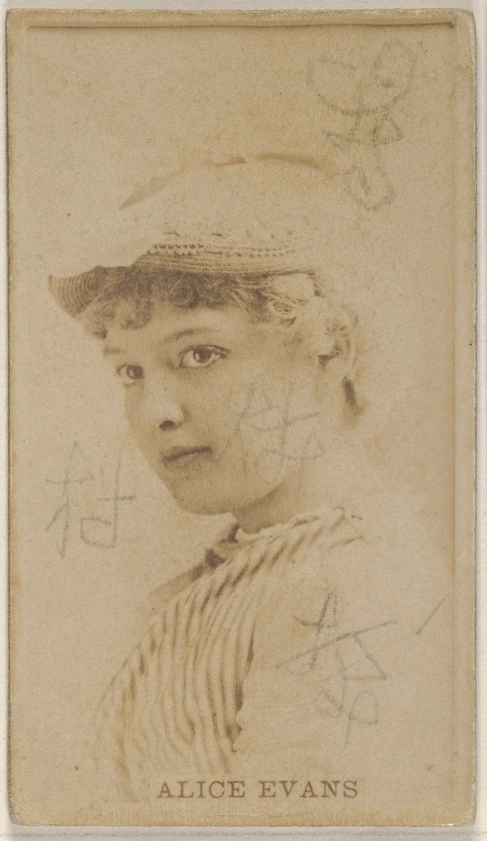 Alice Evans, from the Actors and Actresses series (N45, Type 8) for Virginia Brights Cigarettes by Allen & Ginter, photograph, 1885-1891