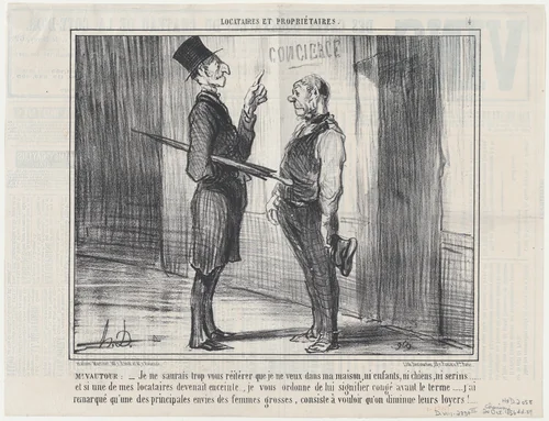 Mr. Vautour: –Je ne saurais trop..., from Locataires et Propriétaires, published in Le Charivari, October 20, 1856 by Honoré Daumier, print, 1856