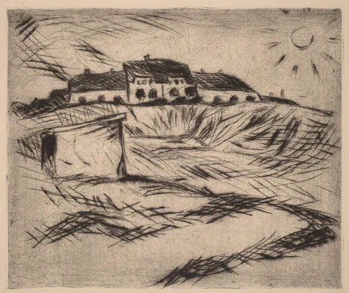 Barracks (Kaserne) by Walter Gramatté, print, 1916