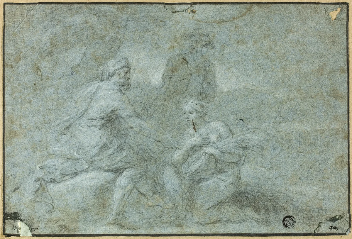 Ruth and Boaz by Jacob Weyer, drawing, 1600-1699