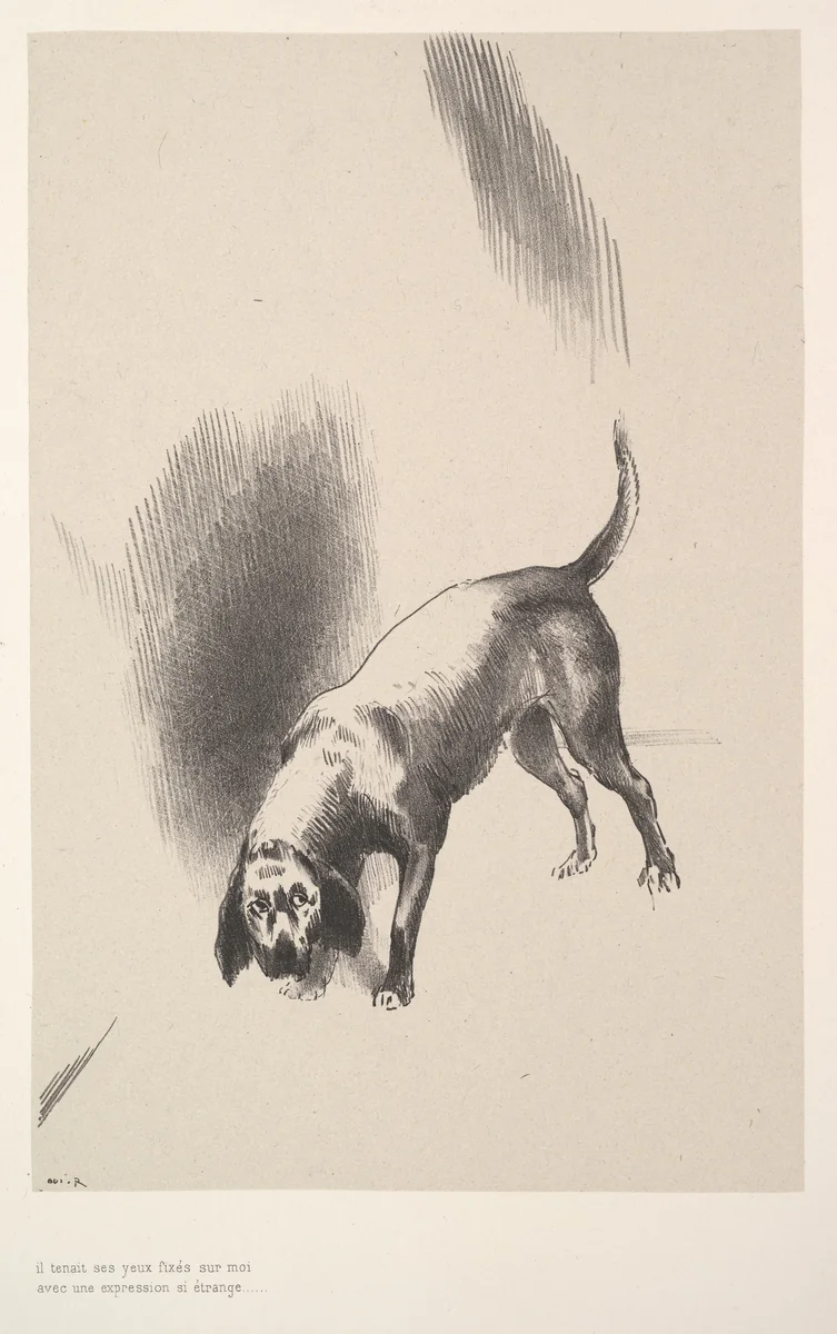 He fixed his eyes on me with an expression that was so strange by Odilon Redon, print, 1896