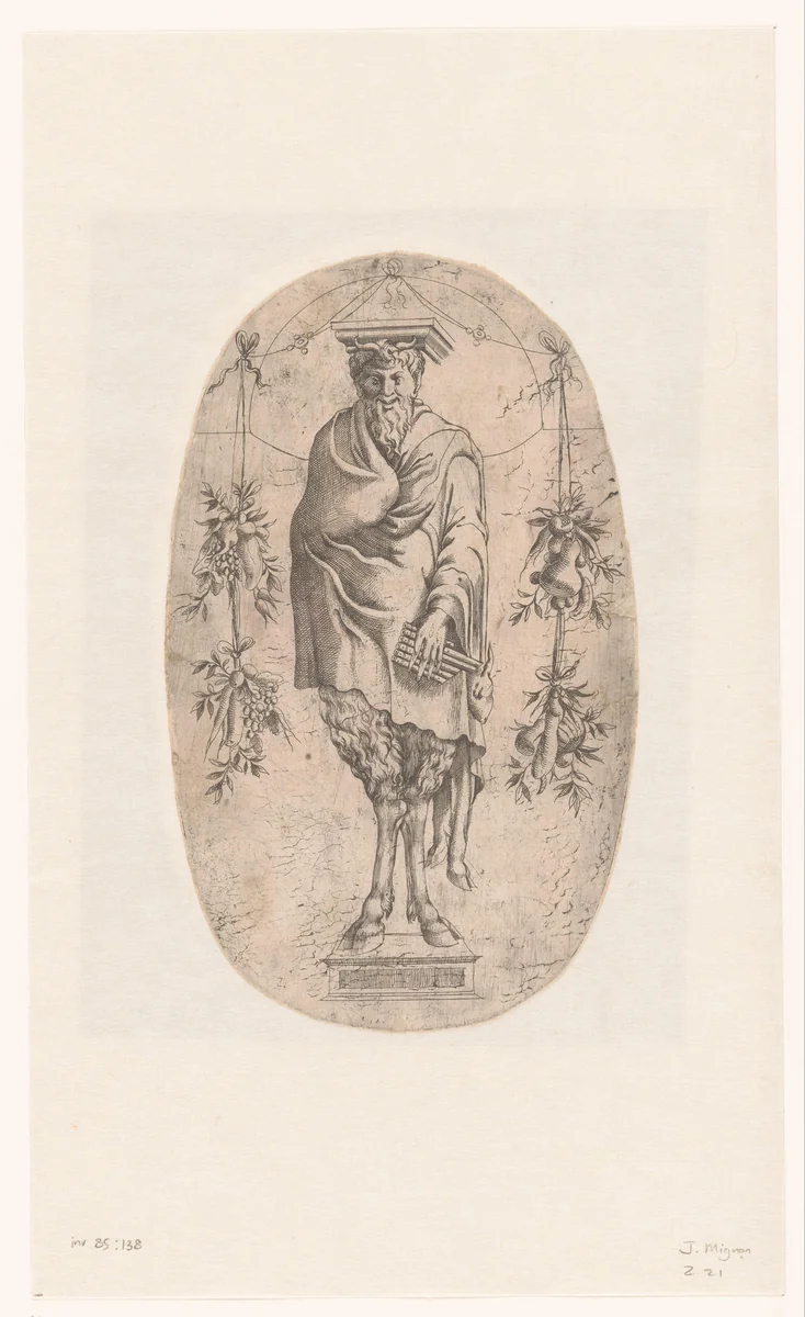 Pan als zuil by Unknown, print, 1543-1545