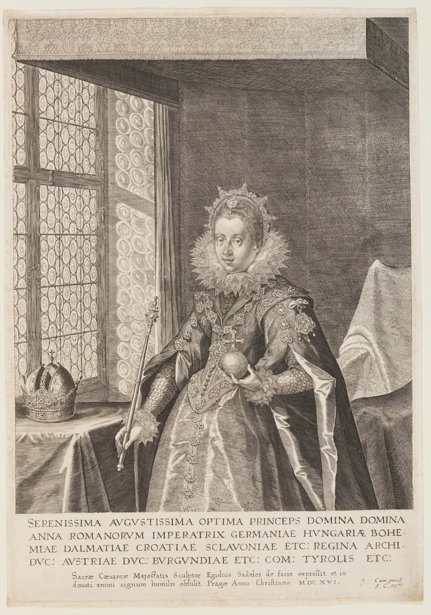 Anna, Wife of Emperor Matthias by Aegidius Sadeler, print, 1616