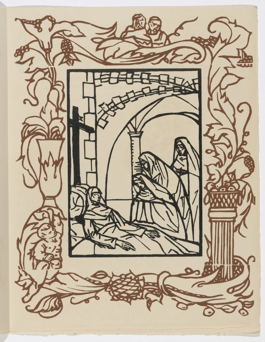 Plate (page 205) from Les Petites Fleurs de St. François (The Little Flowers of St. Francis) by Émile Bernard, illustrated book, 1928