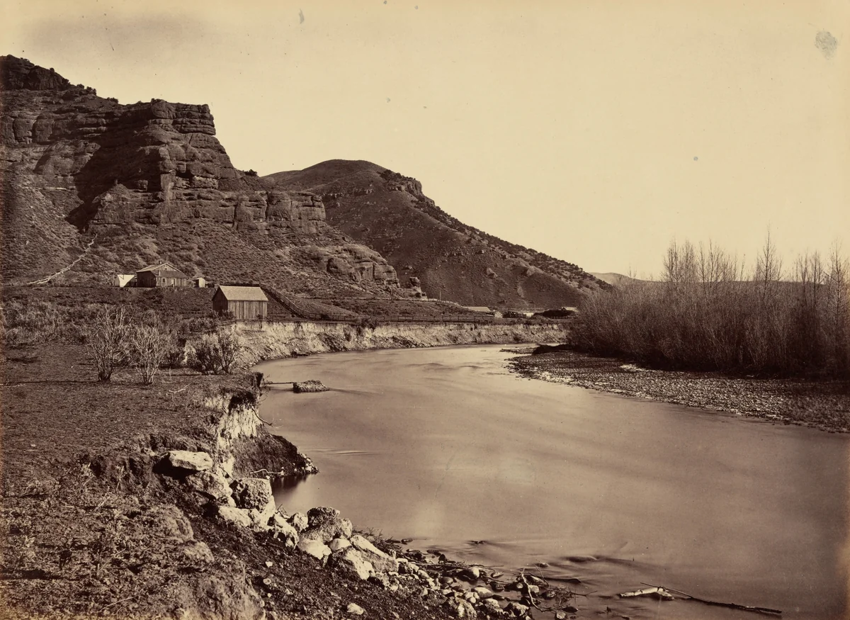 Plate 35. Echo City, Looking Up Weber River by Andrew Joseph Russell, photograph, 1869