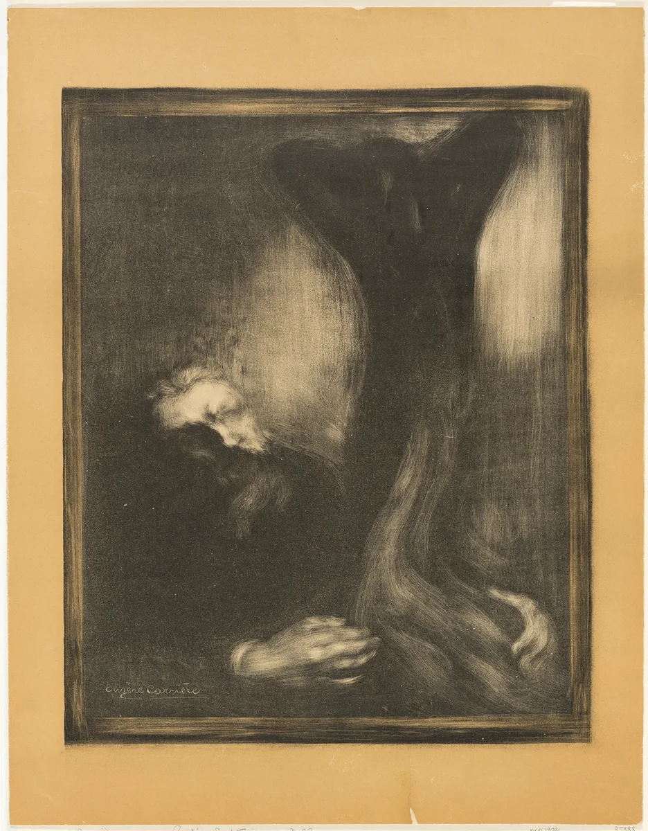 Rodin Sculpting by Eugène Carrière, print, 1900