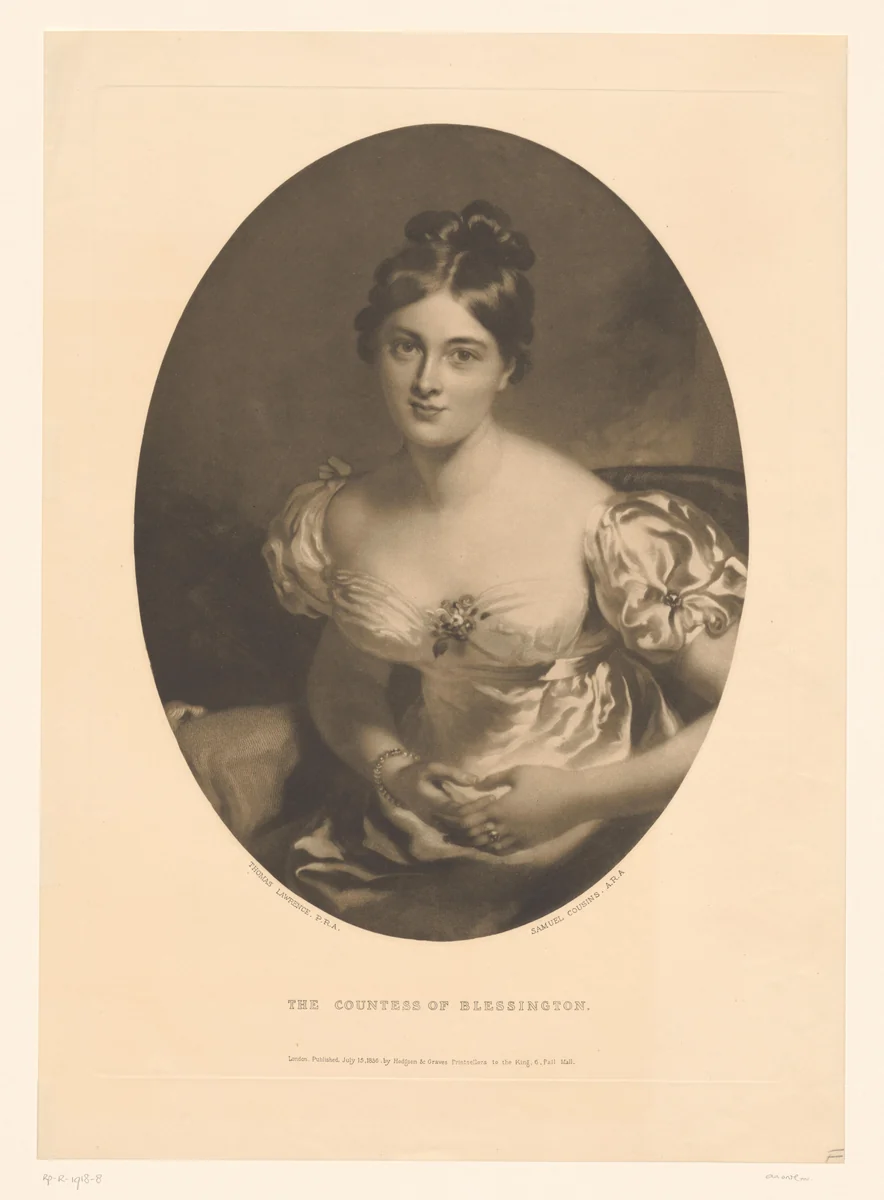 Portret van Marguerite Gardiner, gravin van Blessington by anonymous, print, 1870-1915