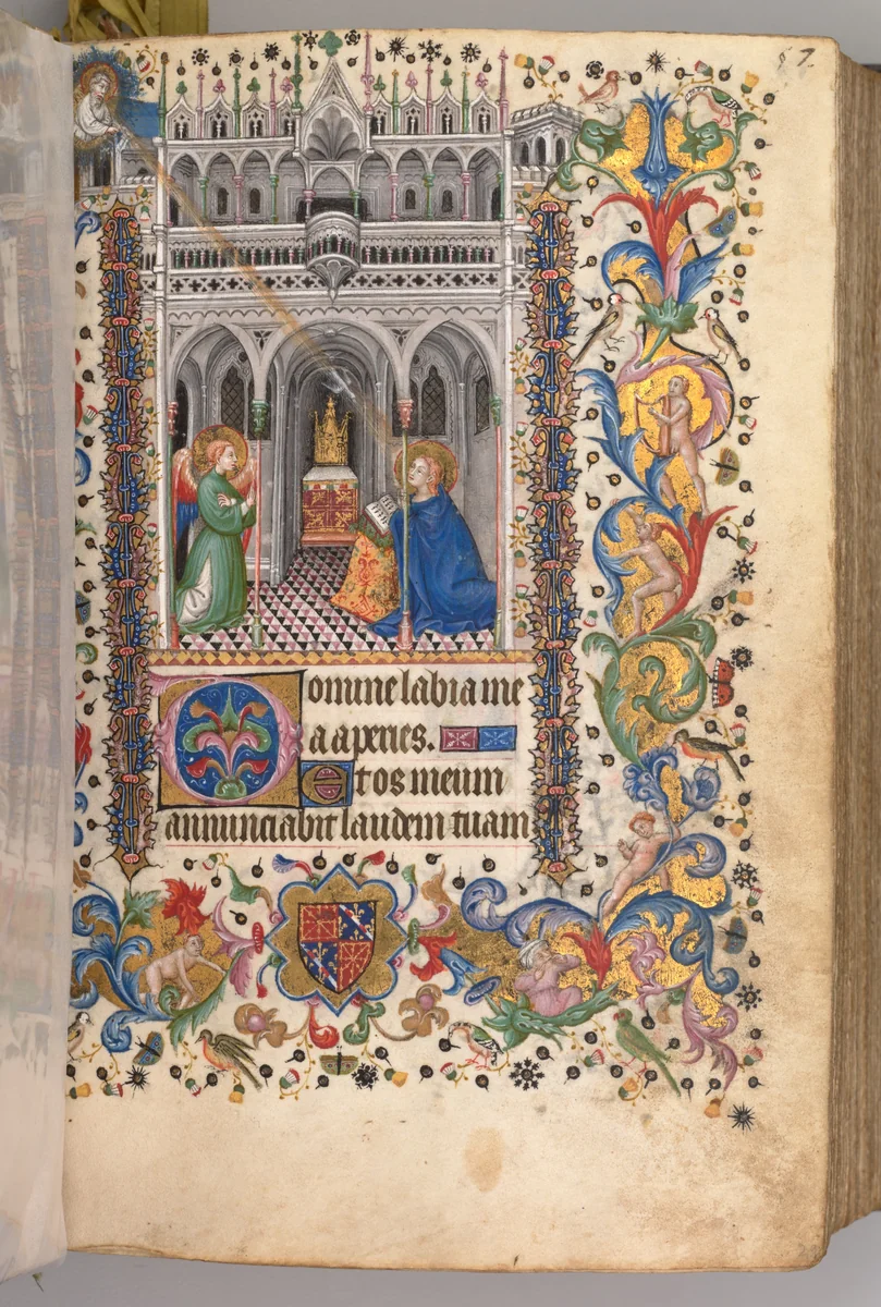 Hours of Charles the Noble, King of Navarre (1361-1425): fol. 29r,The Annunciation (Matins) by Master of the Brussels Initials and Associates, book, 1400-1410