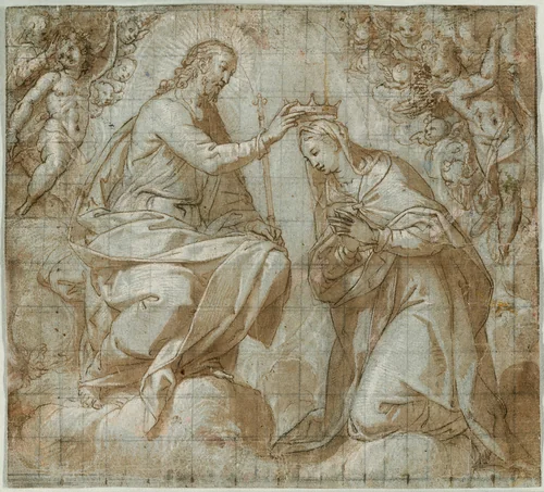The Coronation of the Virgin by Ercole Setti, print, 1575