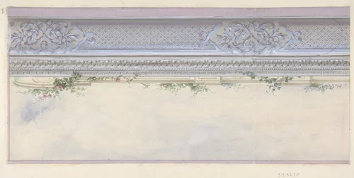 Design for the Decoration of a Ceiling Cove in the Hôtel de Pless, Berlin by Jules-Edmond-Charles Lachaise, drawing, 1850-1900