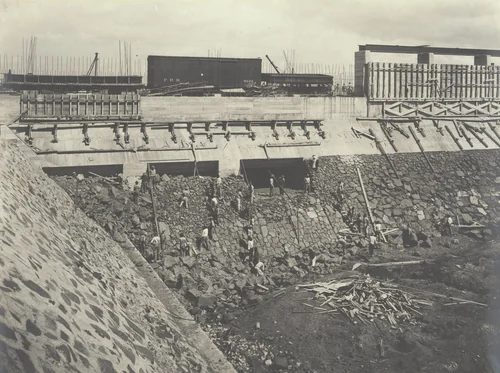 Balboa Terminals. Coaling Station Riprapping sides of Coal pocket by Unidentified Photographer, photograph, 1916