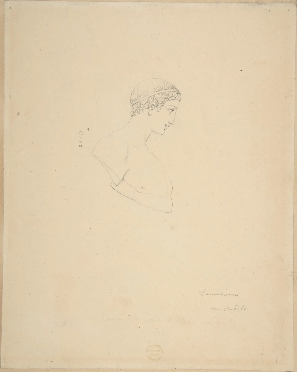 Classical Male Bust in Profile by Vincenzo Camuccini, drawing, 1771-1844