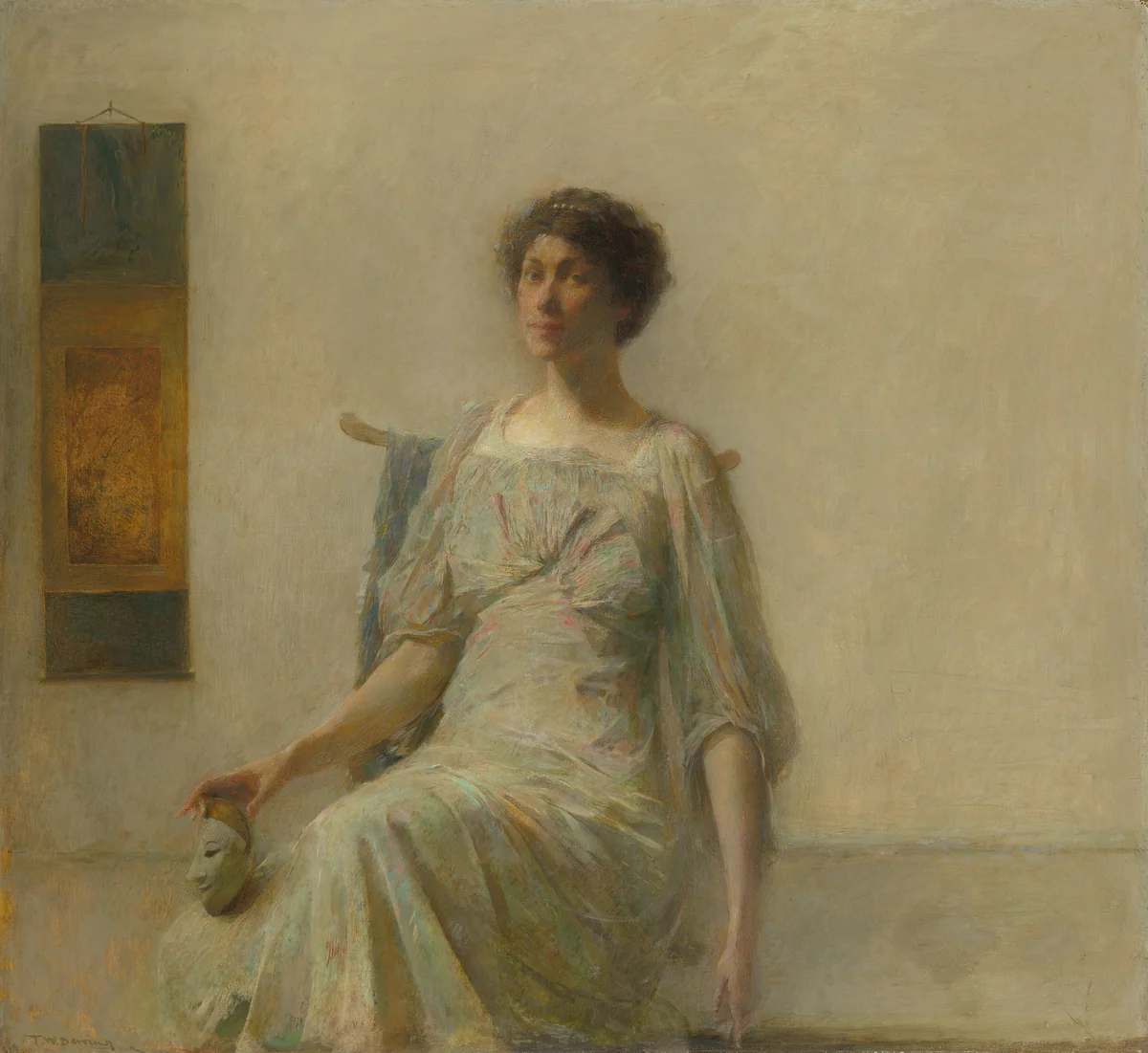 Lady with a Mask by Thomas Wilmer Dewing, painting, 1911