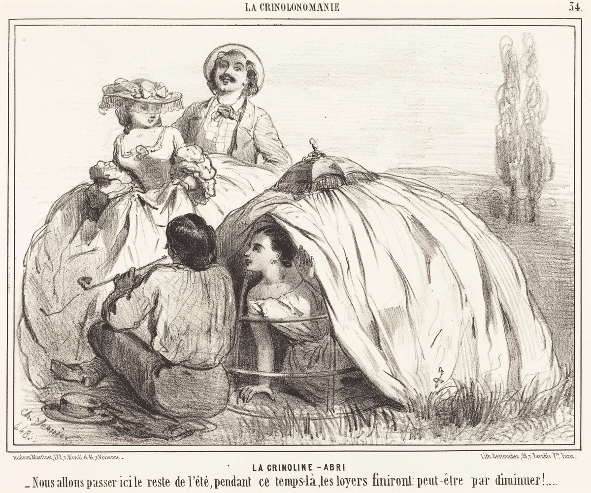 La Crinoline-Abri by Charles Vernier, print, 1848