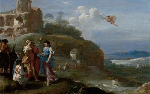 Mercury and Herse by Cornelis van Poelenburch, painting, 1625