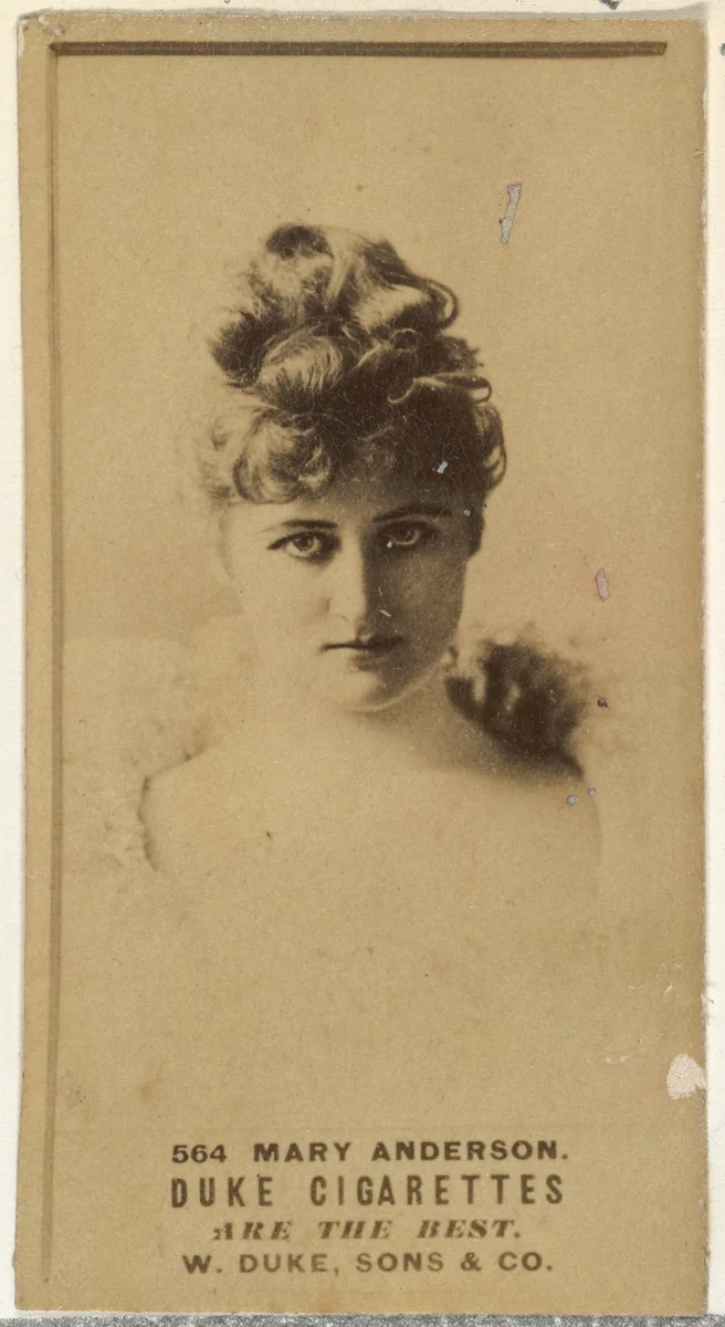 Card Number 564, Mary Anderson, from the Actors and Actresses series (N145-7) issued by Duke Sons & Co. to promote Duke Cigarettes by W. Duke, Sons & Co., photograph, 1880-1889