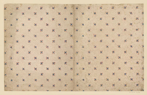 Blad met strooipatroon van bloemmotief in puntenfond by anonymous, other, 1750-1950