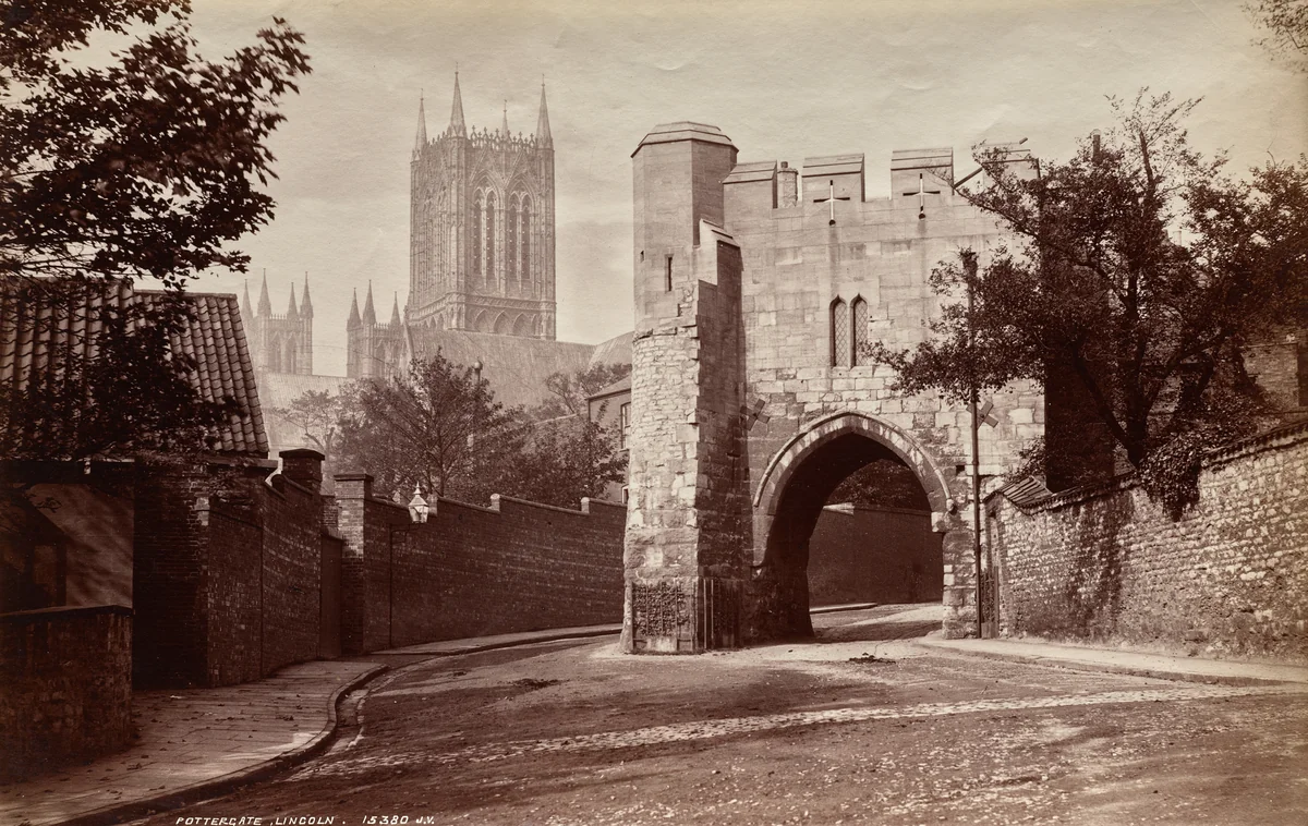 Pottergate, Lincoln, England by James Valentine, photograph, 1865-1875