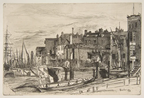 Thames Police (Wapping Wharf) by James McNeill Whistler, print, 1859