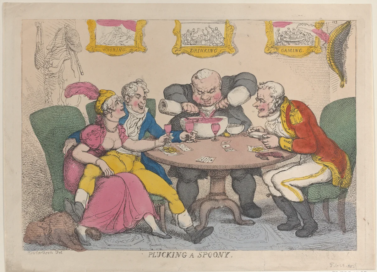 Plucking a Spoony by Thomas Rowlandson, print, 1812