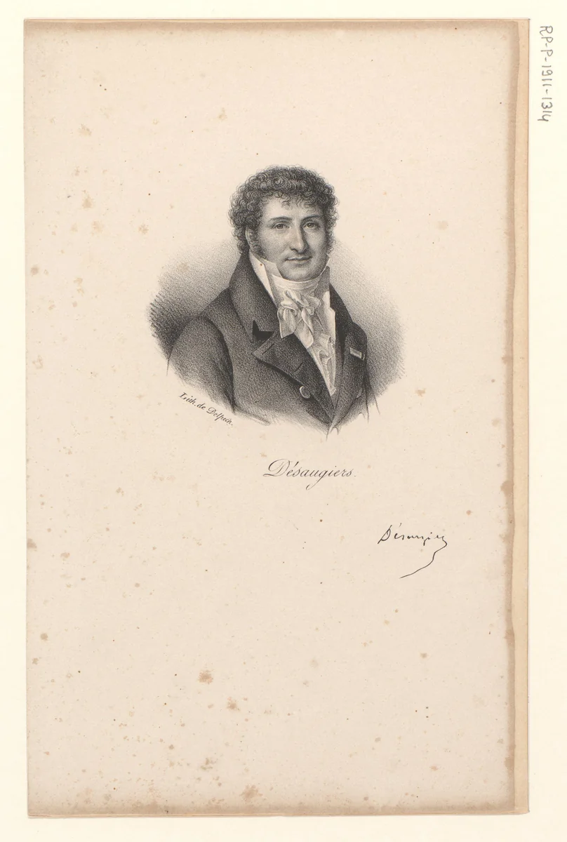 Portret van Marc-Antoine-Madeleine Désaugiers by anonymous, print, 1818-1842