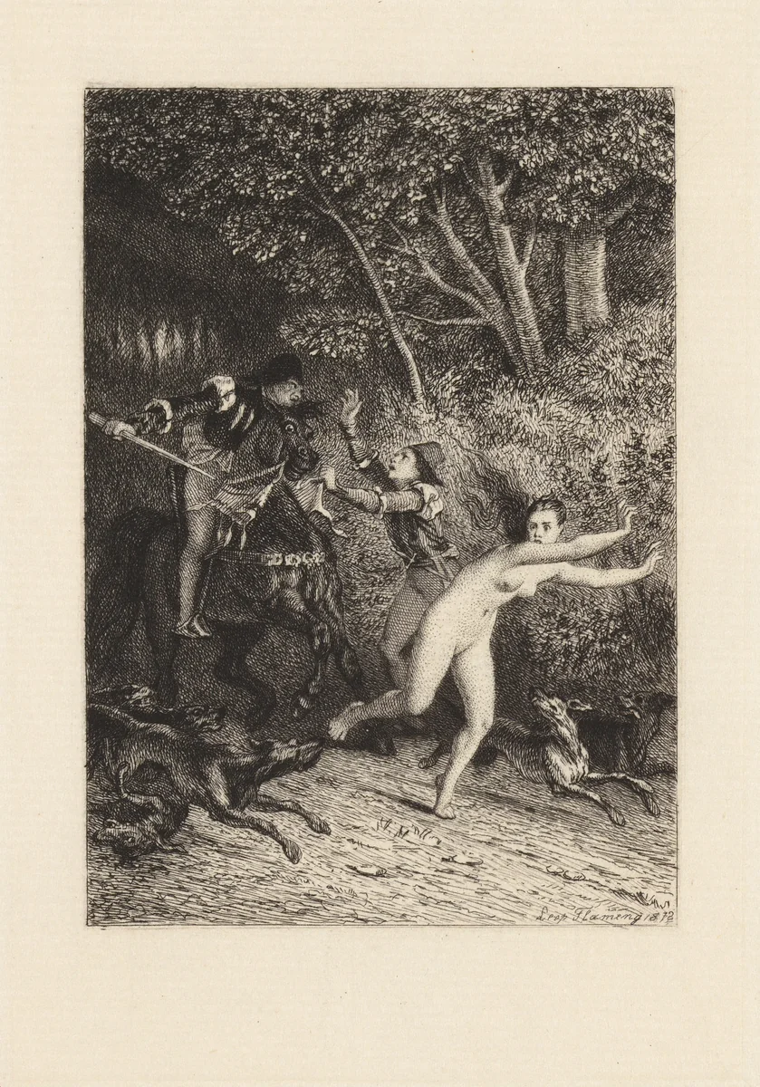 L'Enfer des Beautés Cruelles, plate 5 from "The Decameron" by Léopold Flameng, print, 1868-1878