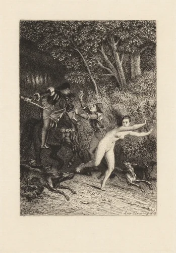 L'Enfer des Beautés Cruelles, plate 5 from "The Decameron" by Léopold Flameng, print, 1868-1878