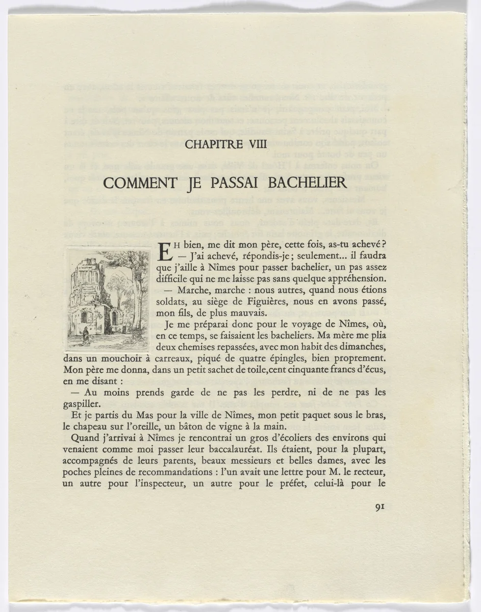 Frédéric Mistral: Mémoires et Recits by Frédéric Mistral: building and tree (page 91) by Auguste Brouet, other, 1937