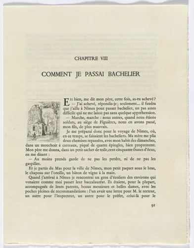Frédéric Mistral: Mémoires et Recits by Frédéric Mistral: building and tree (page 91) by Auguste Brouet, other, 1937