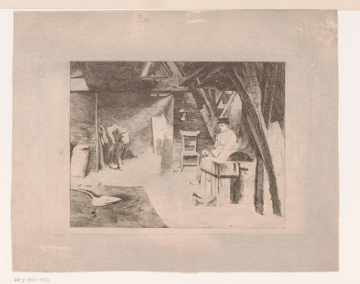 Werkplaats van een koffiebrander by Charles Mertens, print, 1875-1913