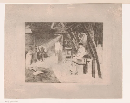 Werkplaats van een koffiebrander by Charles Mertens, print, 1875-1913