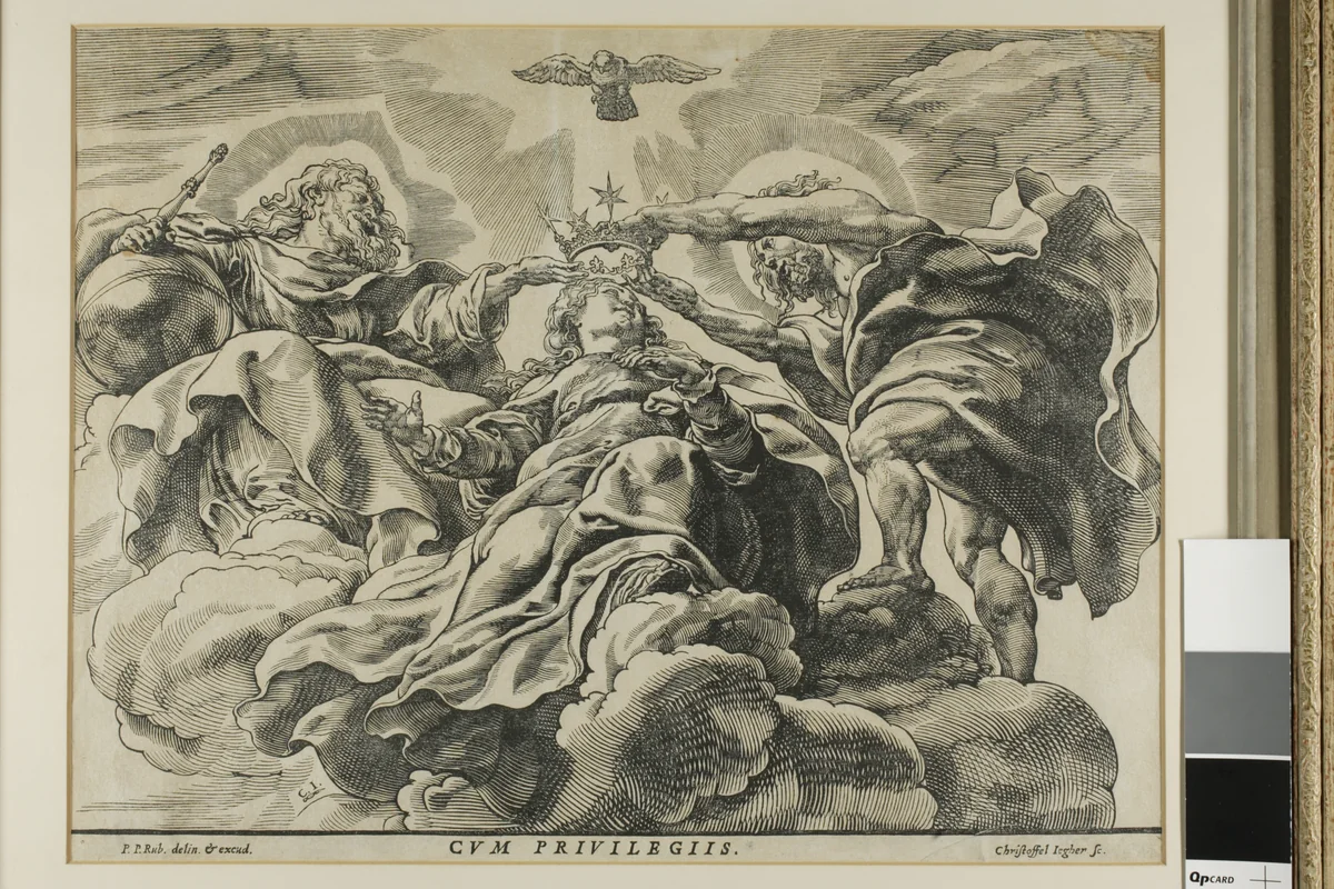The Coronation of the Virgin by Christoffel Jegher, print, 1630-1640