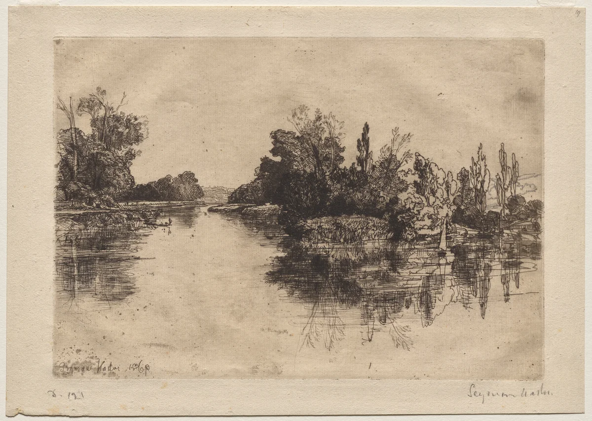 The Island, opposite Boyle's Farm by Francis Seymour-Haden, print, 1869