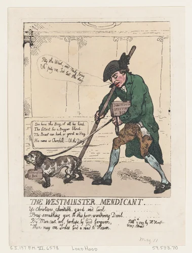The Westminster Mendicant by Thomas Rowlandson, print, 1784