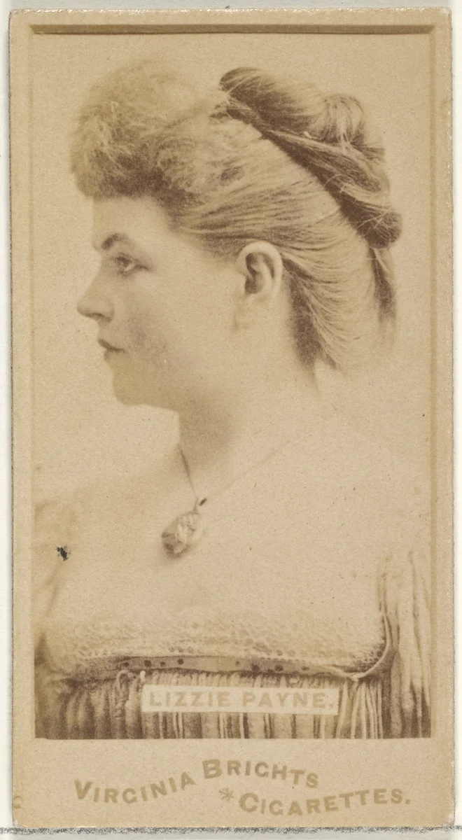 Lizzie Payne, from the Actors and Actresses series (N45, Type 1) for Virginia Brights Cigarettes by Allen & Ginter, photograph, 1885-1891