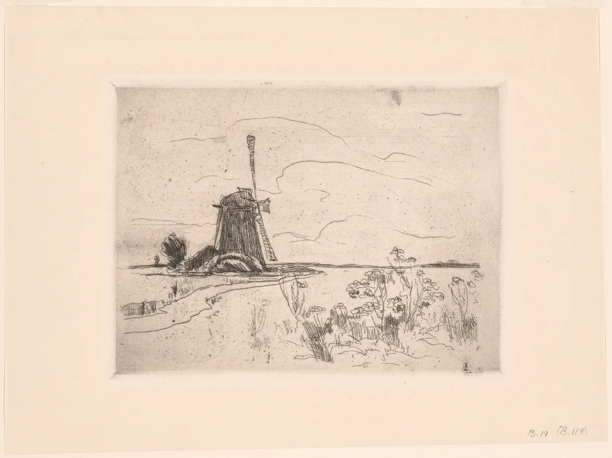 Mill in Holland by John Henry Twachtman, print, 1884-1889