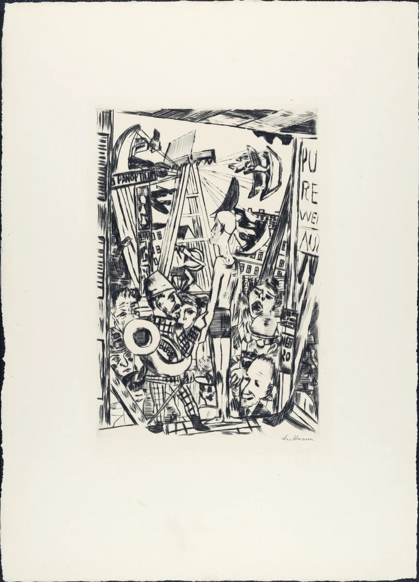 The Tall Man (Der grosse Mann) from Annual Fair (Jahrmarkt) by Max Beckmann, print, 1921