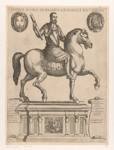 Ruiterstandbeeld van Hendrik II, koning van Frankrijk by Antonio Tempesta, print, 1575-1613