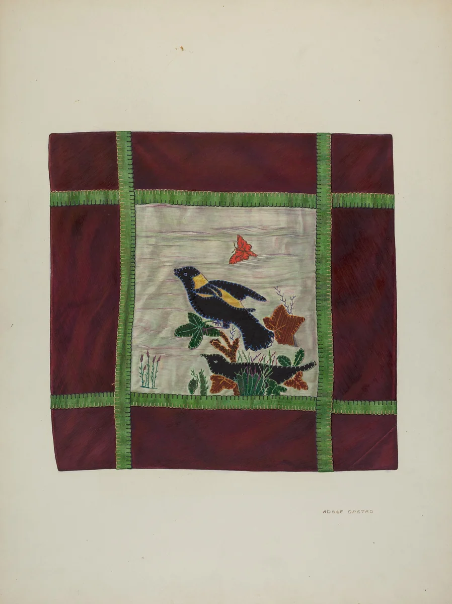 Applique Coverlet (Detail) by Adolph Opstad, index of american design, 1941