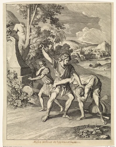 Mozes slaat een Egyptenaar by Caspar Luyken, print, 1708