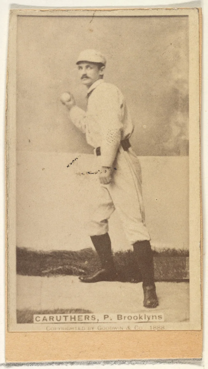 Caruthers, Pitcher, Brooklyn, from the Old Judge series (N172) for Old Judge Cigarettes by Goodwin & Company, photograph, 1888