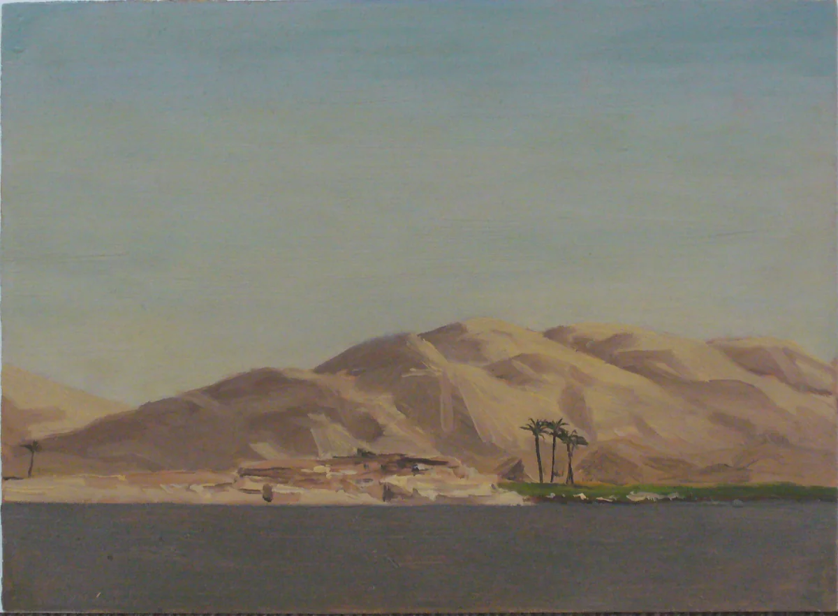 Four Palms on Verdant Field Near Nile by Lockwood de Forest, drawing, 1876