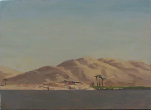 Four Palms on Verdant Field Near Nile by Lockwood de Forest, drawing, 1876