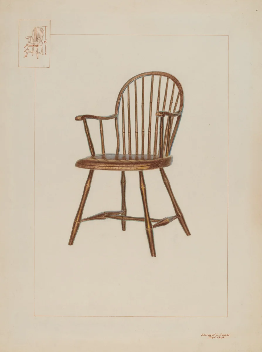 Windsor Bamboo-turned Chair by Edward L. Loper, index of american design, 1937
