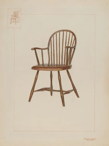 Windsor Bamboo-turned Chair by Edward L. Loper, index of american design, 1937