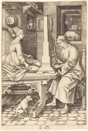The Organ Player and His Wife by Israhel van Meckenem, print, 1495-1503