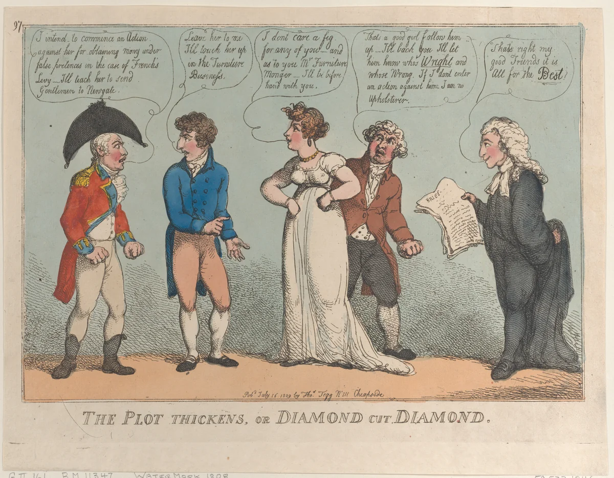 The Plot Thickens, or Diamond Cut Diamond by Thomas Rowlandson, print, 1809