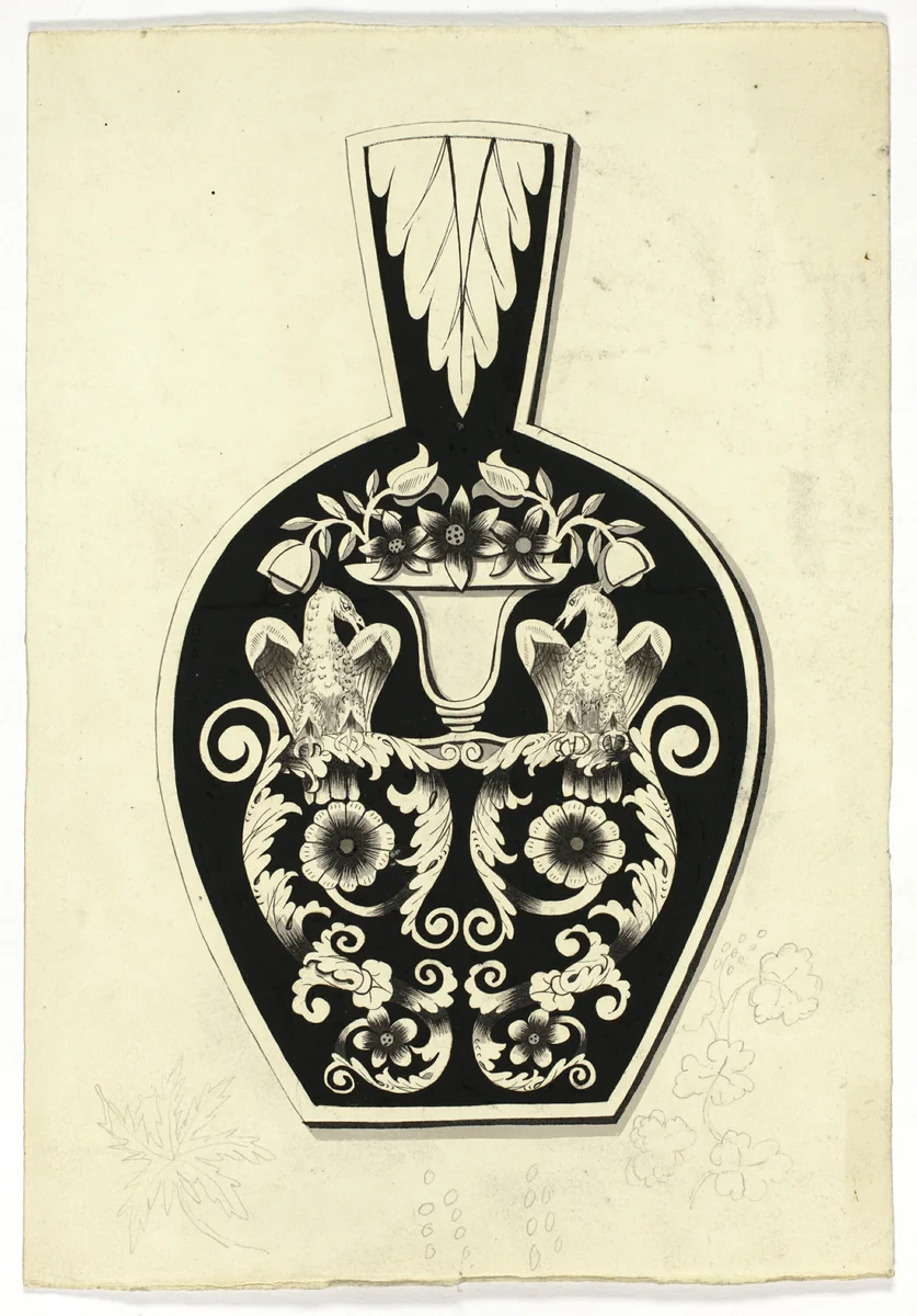 Decorative Design with Two Eagles by Unknown Artist, drawing, 1800-1899